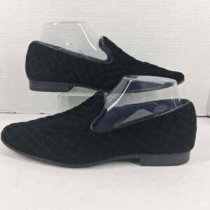 Giorgio Brutini Mens 7.5 Black Quilted Velvet Loafers Smoking Slipper 176271